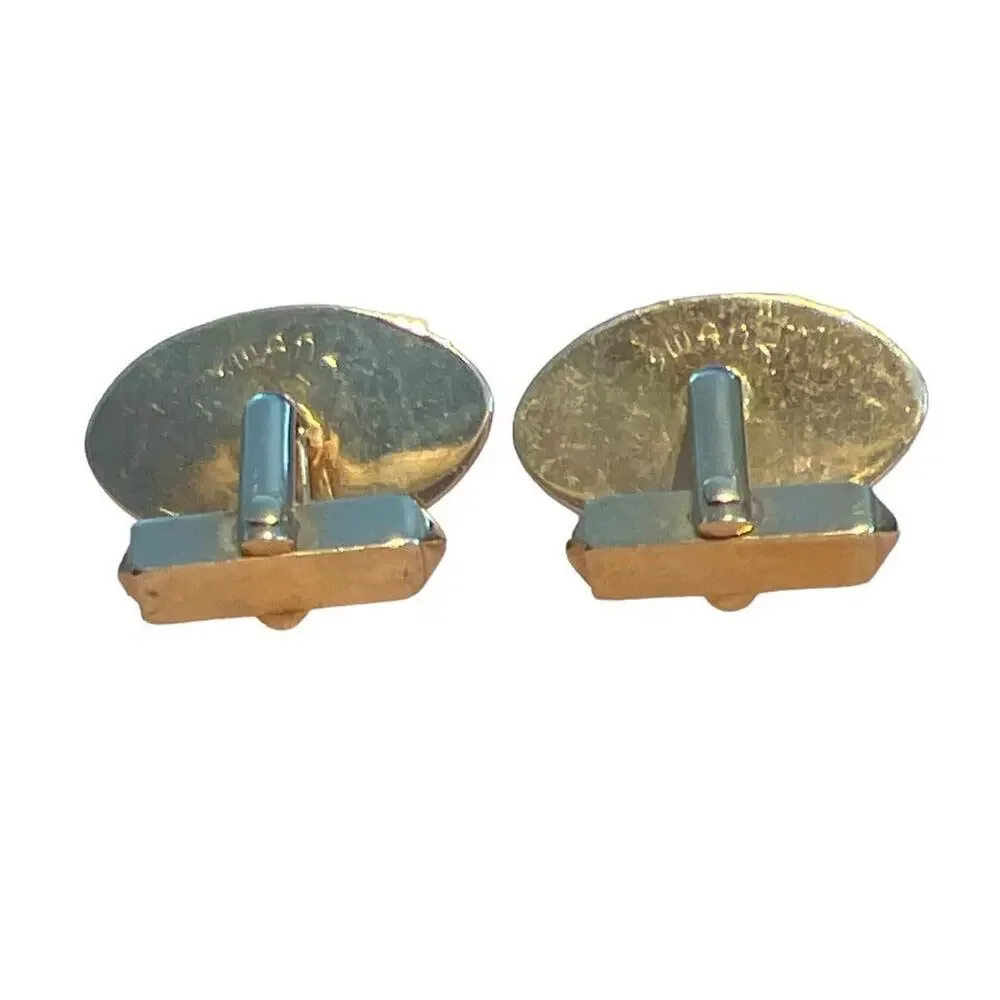 Vintage Swank Goldtone Oval Ribbed Cufflinks